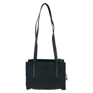 Prada bag triangular shoulder nylon plate tote black leather logo Tessuto